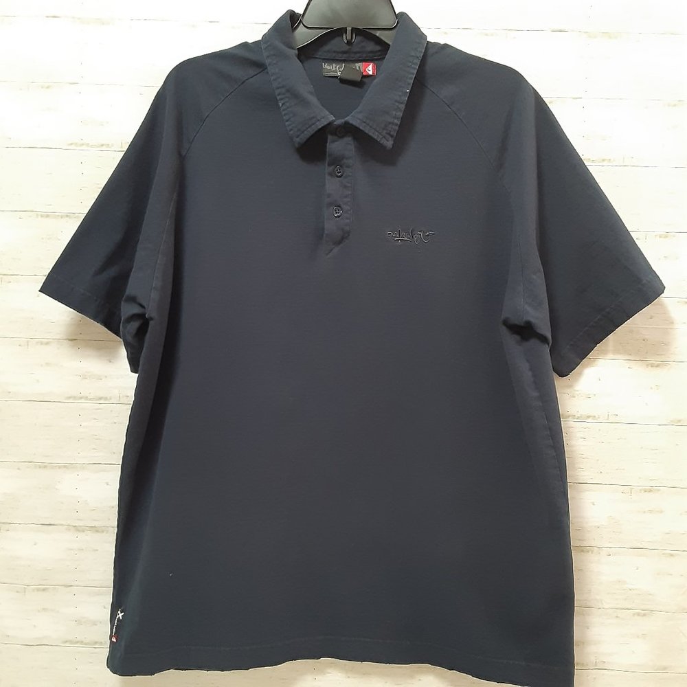 Quiksilver Navy Blue Cotton Polo Large with Flaw